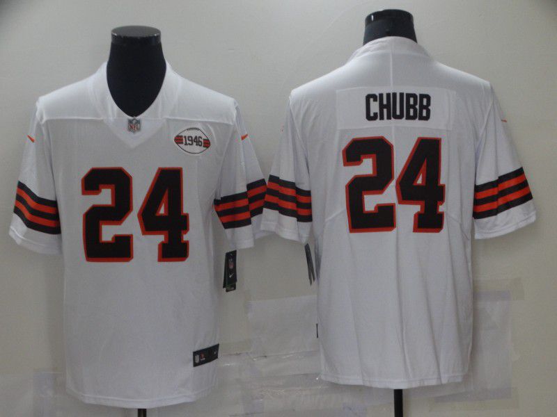 Men Cleveland Browns #24 Chubb White 1946 Nike Vapor Untouchable Limited 2021 NFL Jersey
